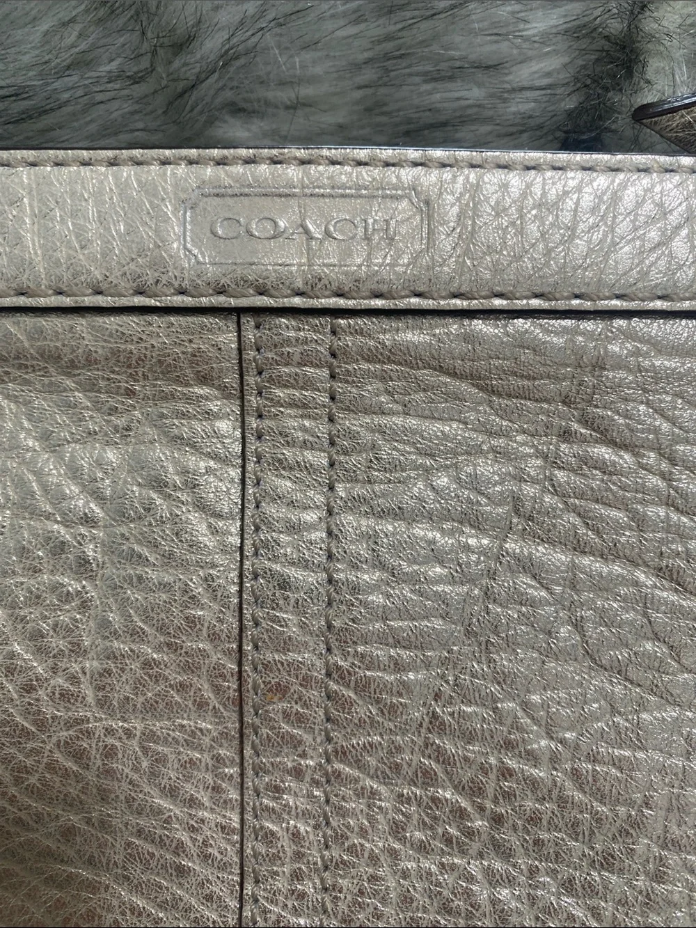 Coach Pebbled Leather Wristlet in Light Taupe